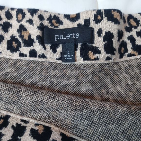 Palette Women's Knit Pencil Skirt Animal cheetah Print Size L Stretch Knit - Picture 4 of 5